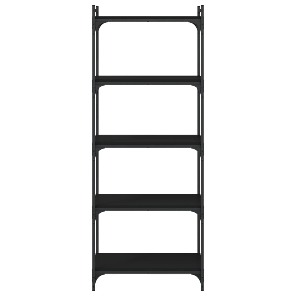 Bokhylle 5 etasjer svart 60x30x154 cm konstruert tre