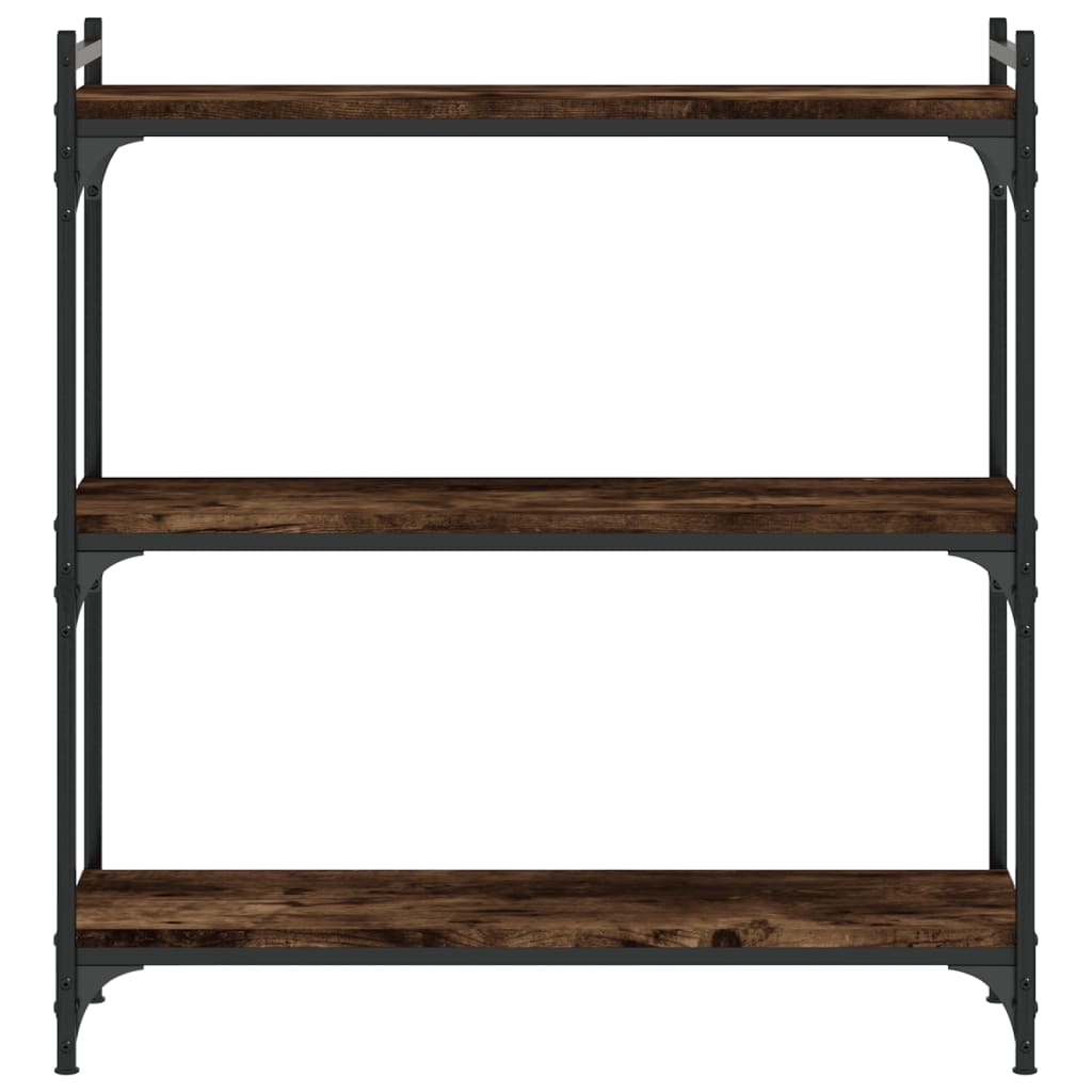 Bokhylle 3 etasjer røkt eik 80x30x86 cm konstruert tre