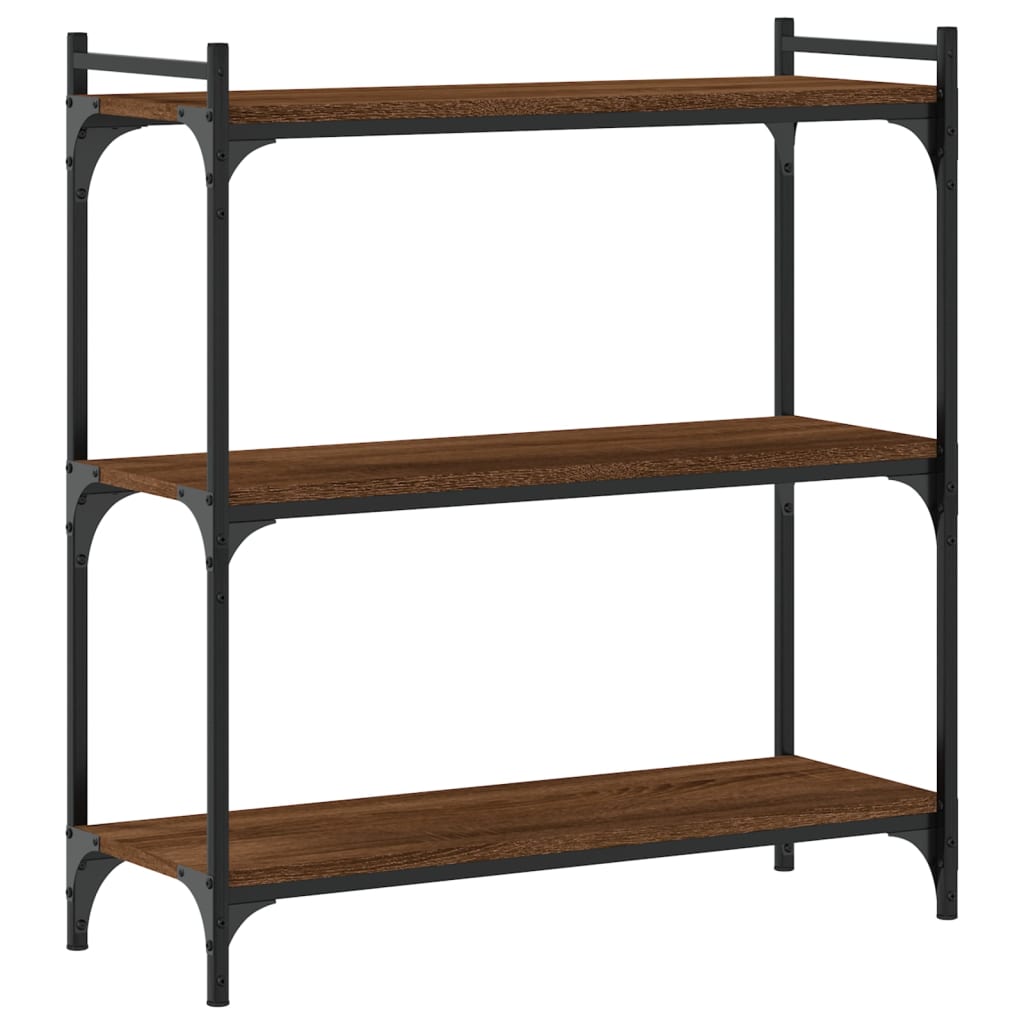 Bokhylle 3 etasjer brun eik 80x30x86 cm konstruert tre