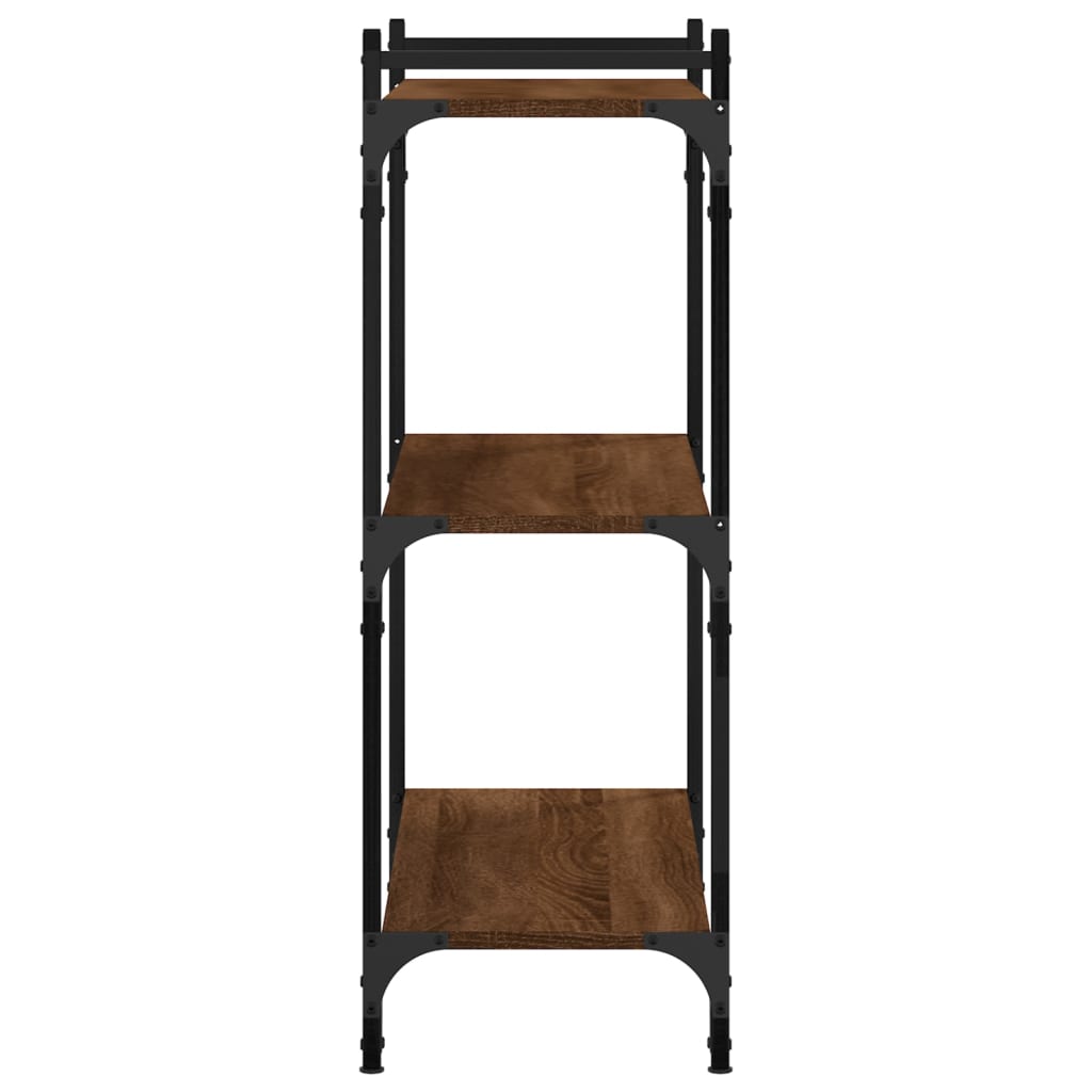 Bokhylle 3 etasjer brun eik 80x30x86 cm konstruert tre