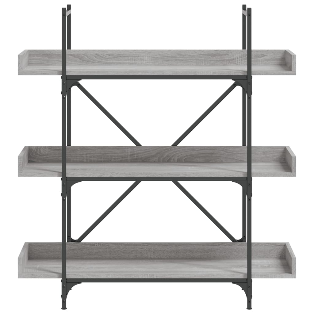 Bokhylle 3 etasjer grå sonoma 100x33x108,5 cm konstruert tre
