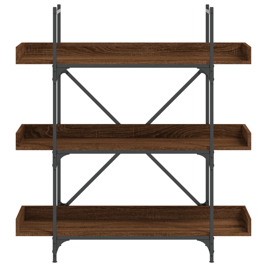 Bokhylle 3 etasjer brun eik 100x33x108,5 cm konstruert tre