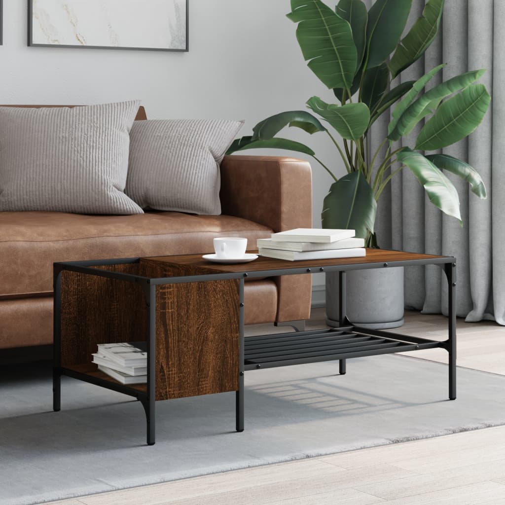 Salongbord med stativ brun eik 100x51x40 cm konstruert tre