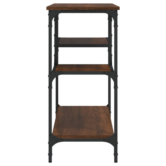 Konsollbord med hyller brun eik 100x35x75 cm