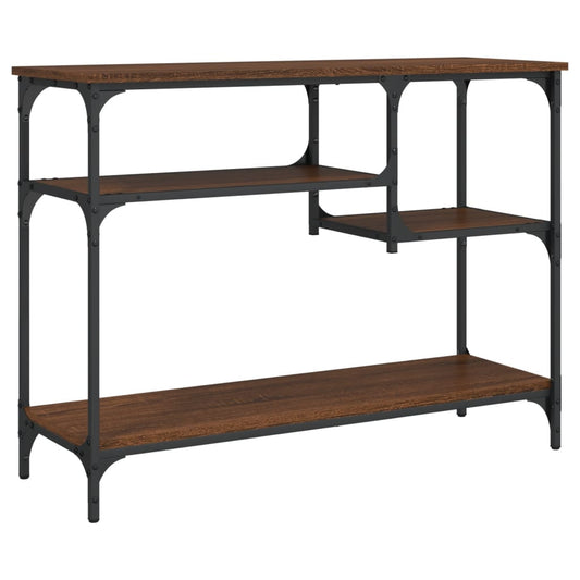 Konsollbord med hyller brun eik 100x35x75 cm