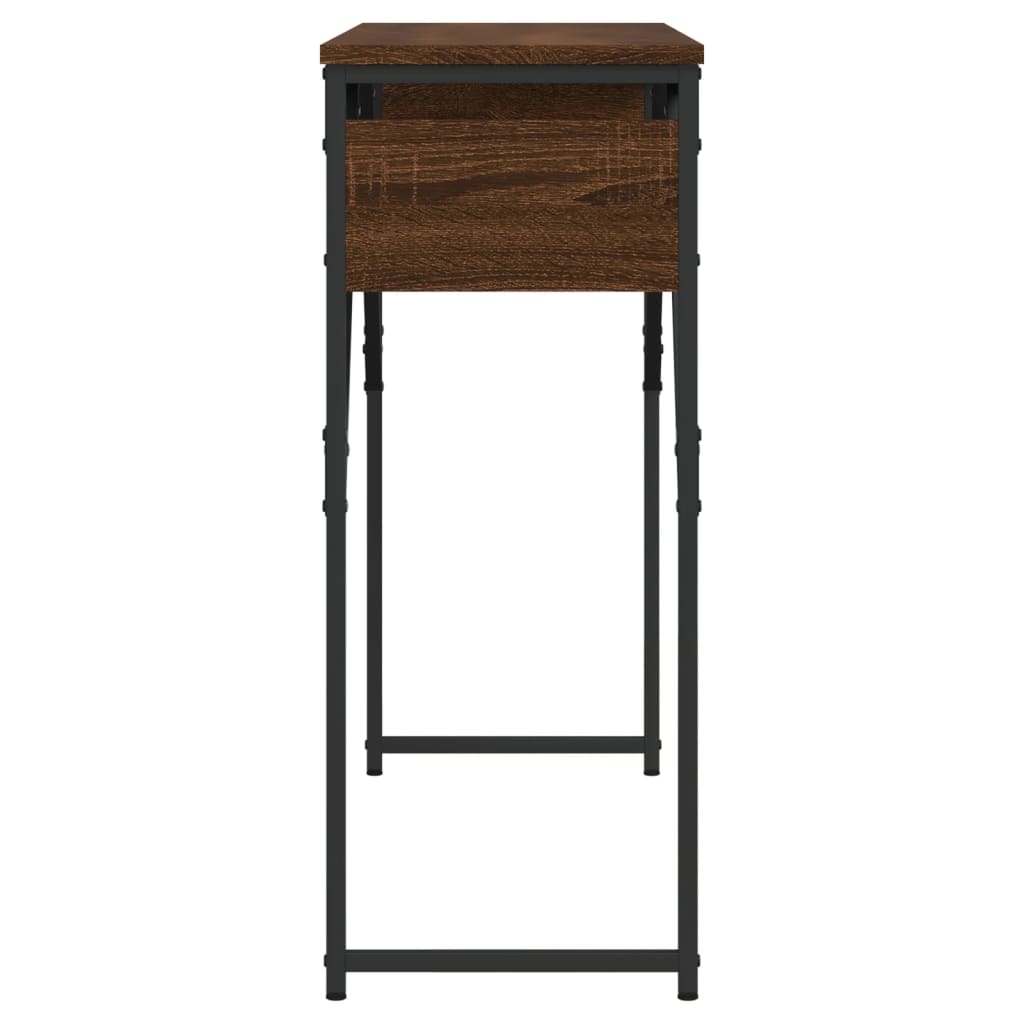 Konsollbord med hylle brun eik 105x30x75 cm konstruert tre