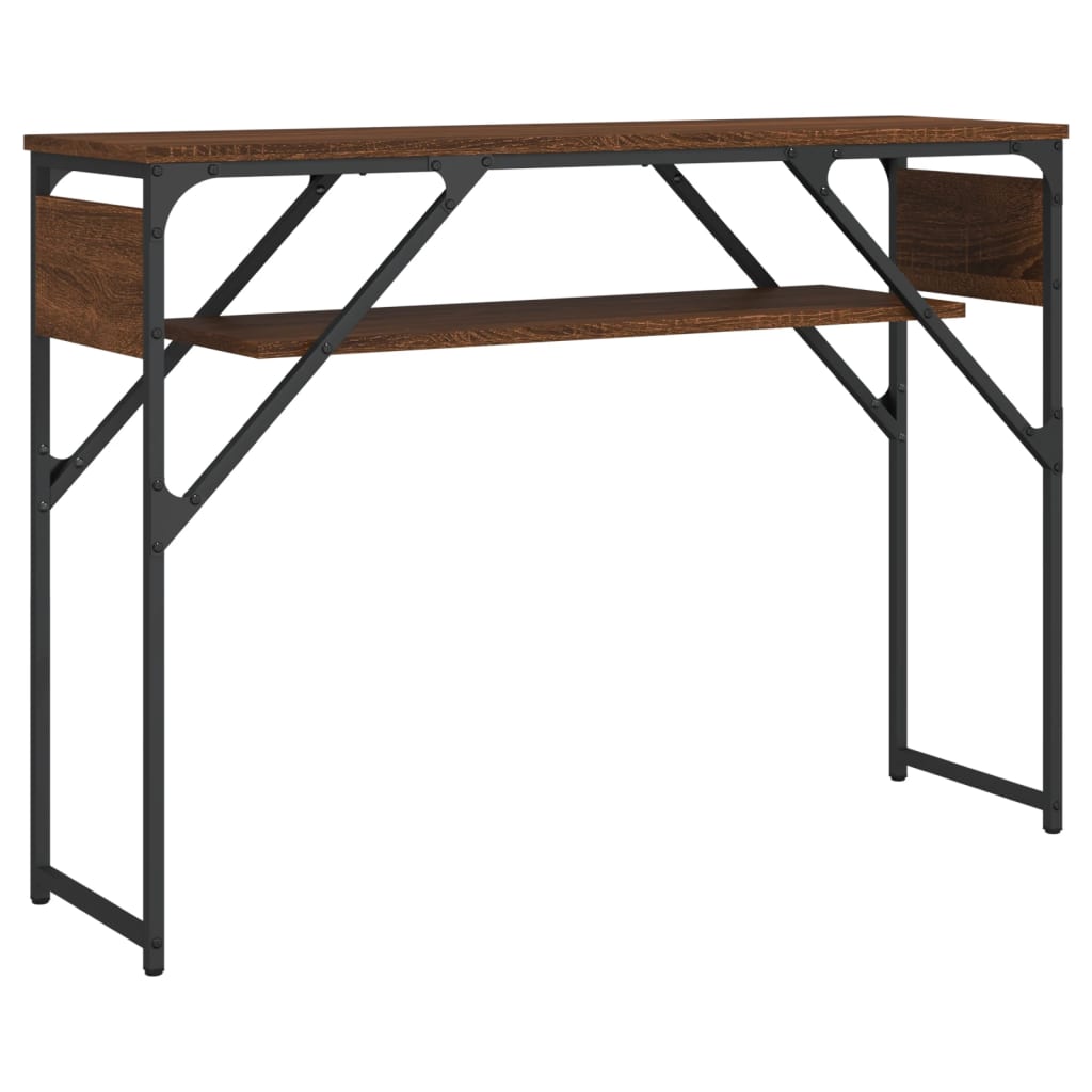 Konsollbord med hylle brun eik 105x30x75 cm konstruert tre