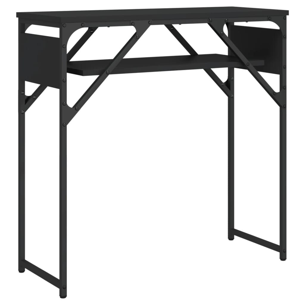 Konsollbord med hylle svart 75x30x75 cm konstruert tre