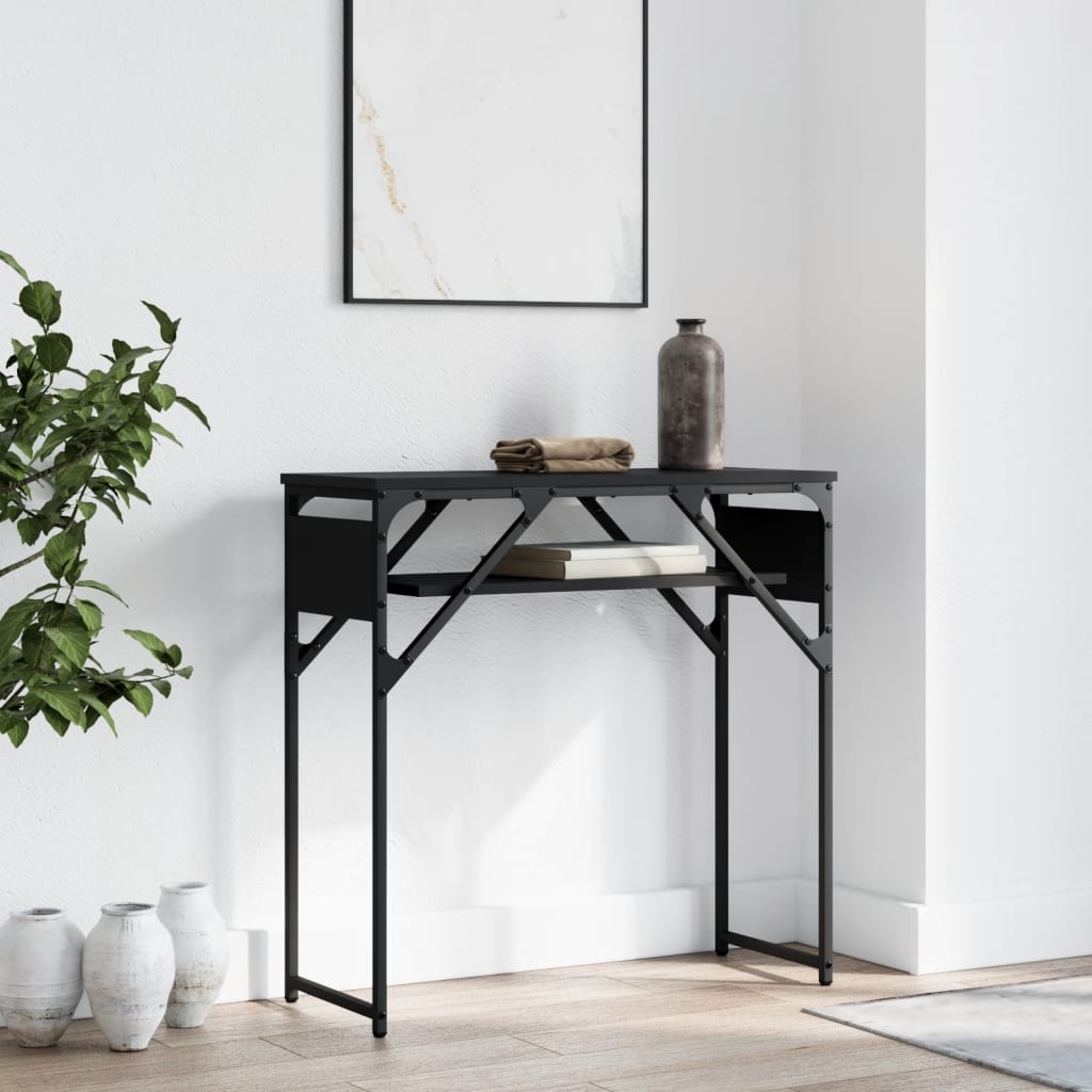 Konsollbord med hylle svart 75x30x75 cm konstruert tre