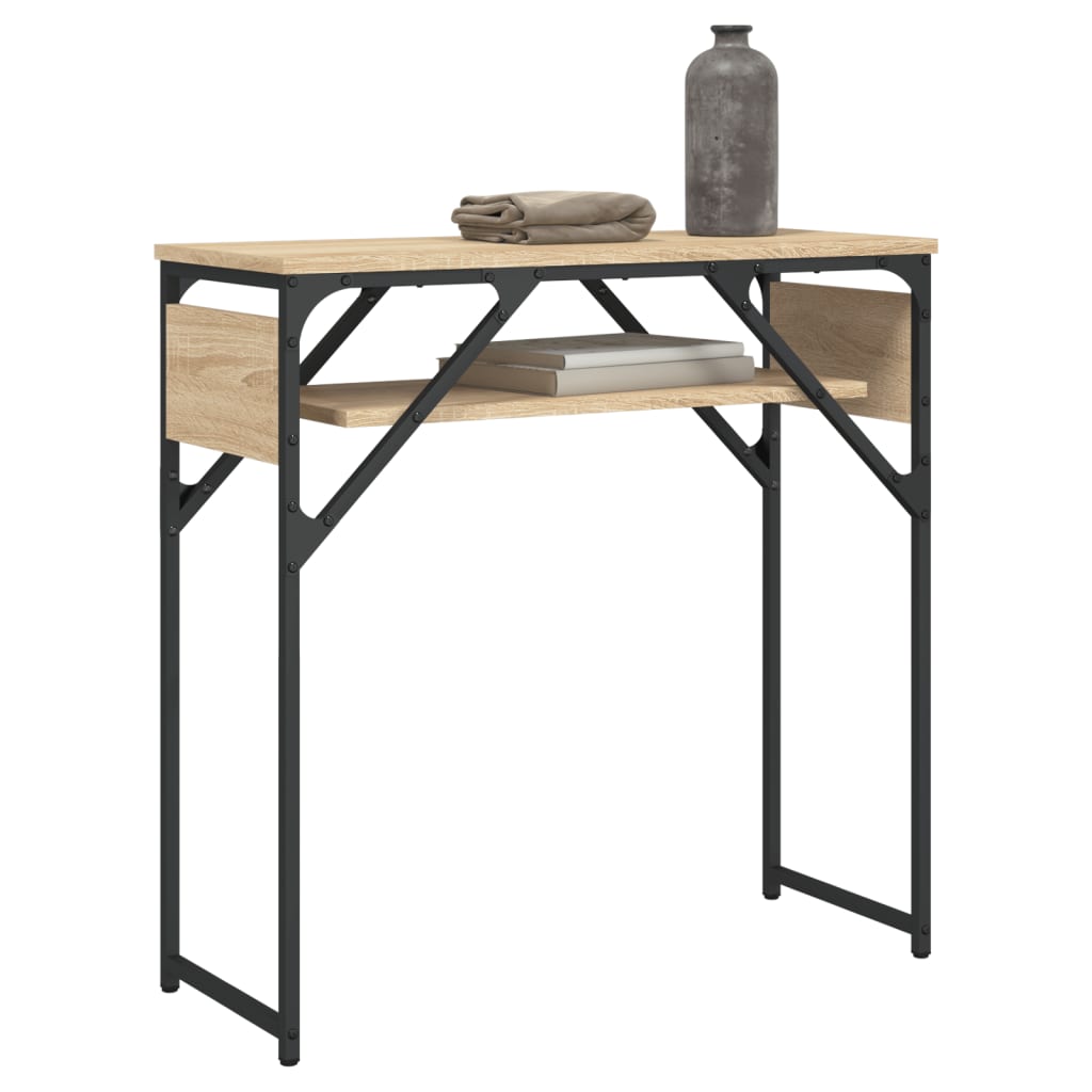 Konsollbord med hylle sonoma eik 75x30x75 cm konstruert tre