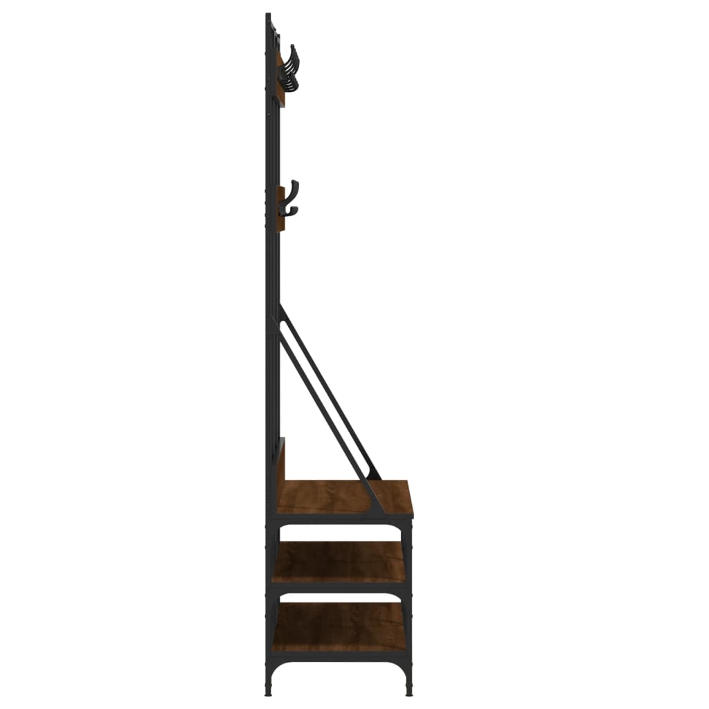 Klesstativ med skooppbevaring brun eik 100x40x184 cm