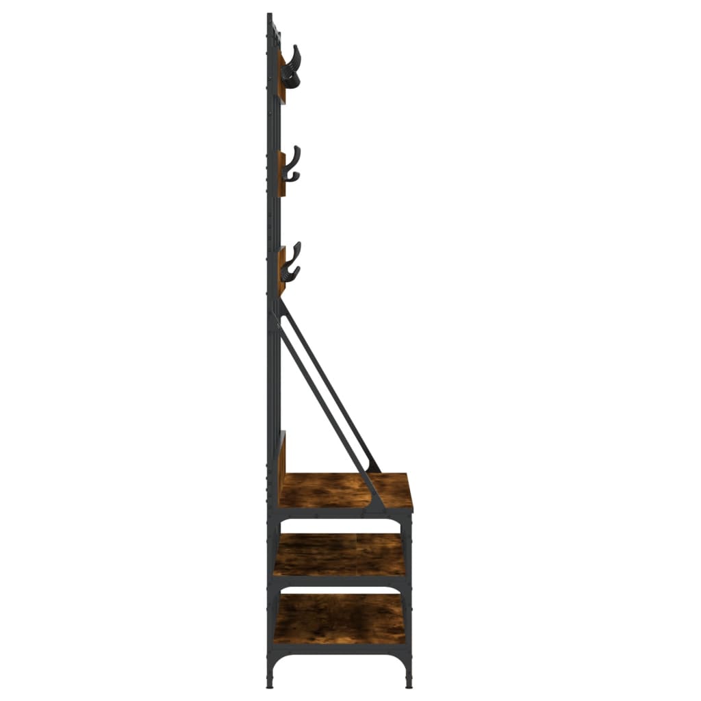 Klesstativ med skooppbevaring røkt eik 100x40x184 cm