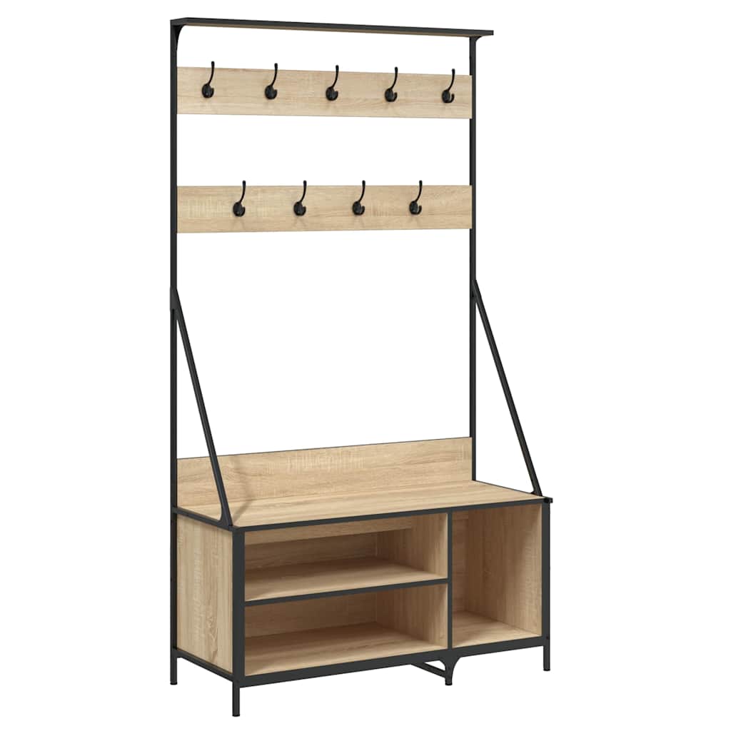 Klesstativ med skooppbevaring sonoma eik 100x41x184 cm