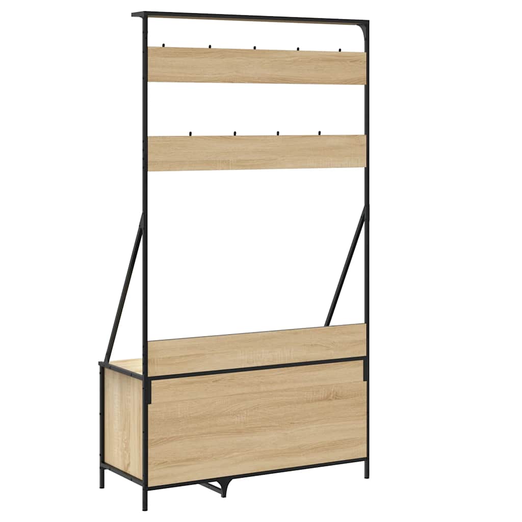 Klesstativ med skooppbevaring sonoma eik 100x41x184 cm