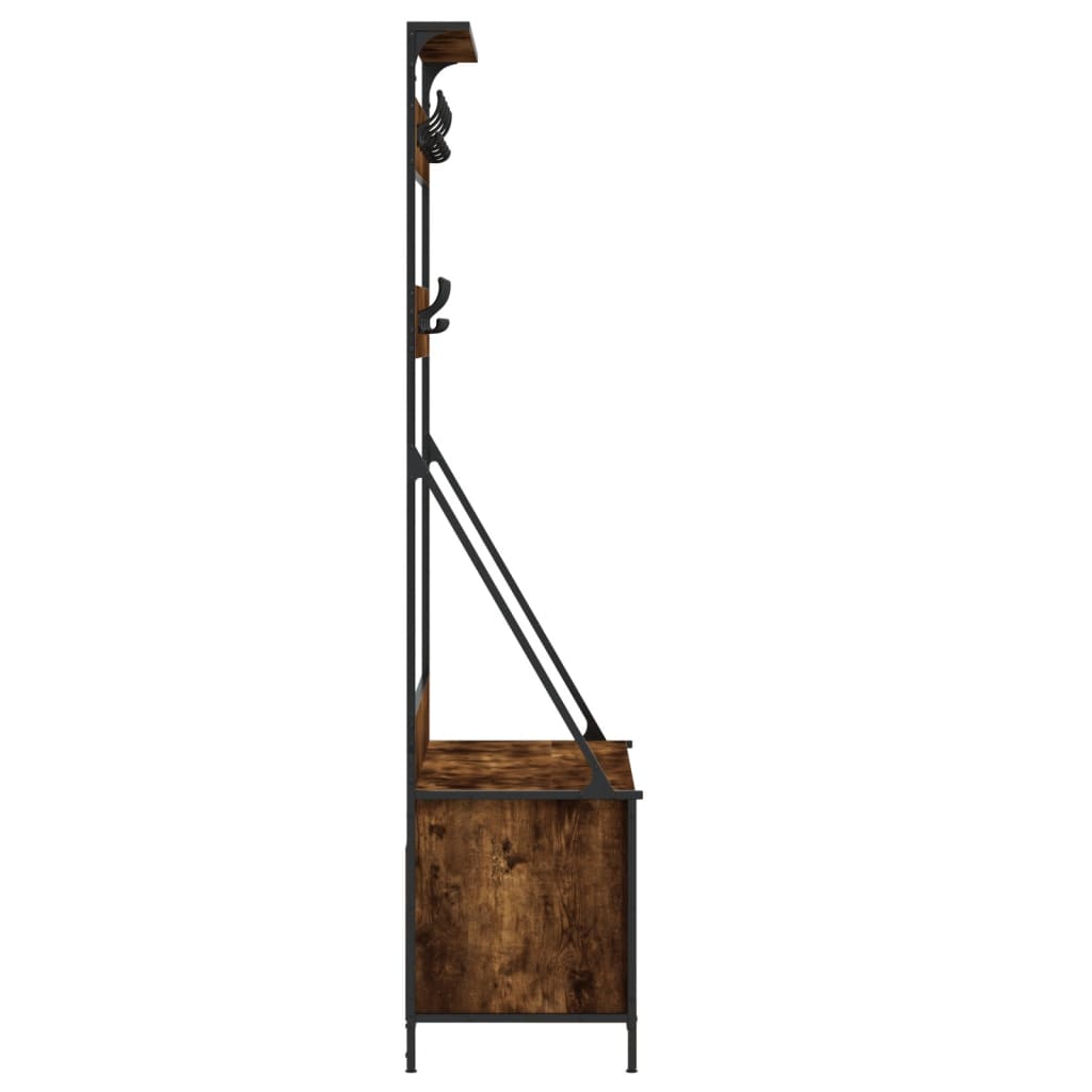 Klesstativ med skooppbevaring røkt eik 100x41x184 cm