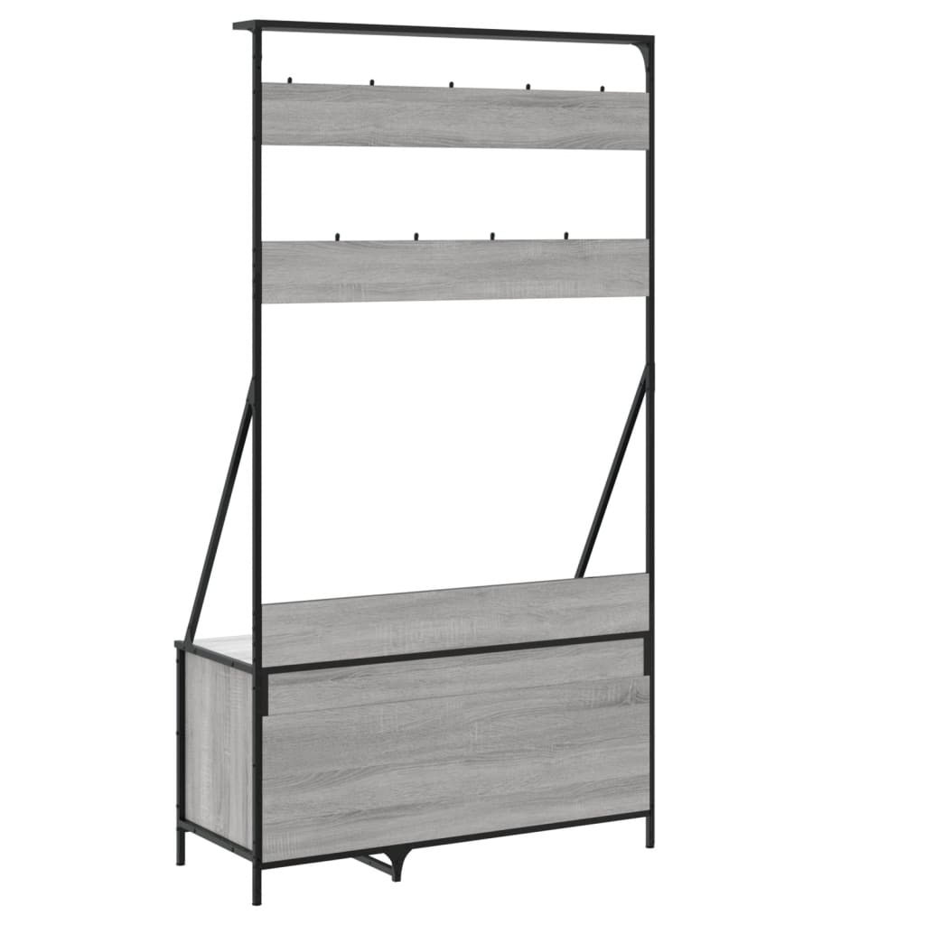 Klesstativ med skooppbevaring grå sonoma 100x41x184 cm