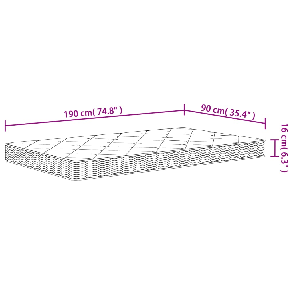 Skummadrass middels myk 90x190 cm