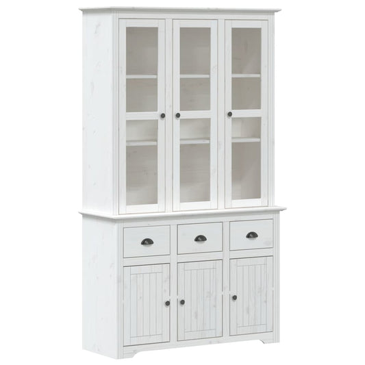 Highboard BODO hvit 115,5x43x200,5 cm heltre furu vidaXL
