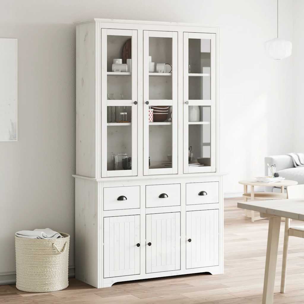 Highboard BODO hvit 115,5x43x200,5 cm heltre furu vidaXL