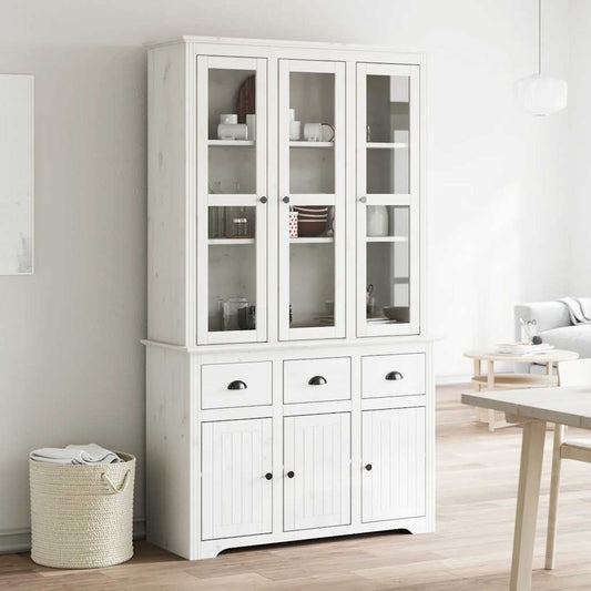 Highboard BODO hvit 115,5x43x200,5 cm heltre furu vidaXL