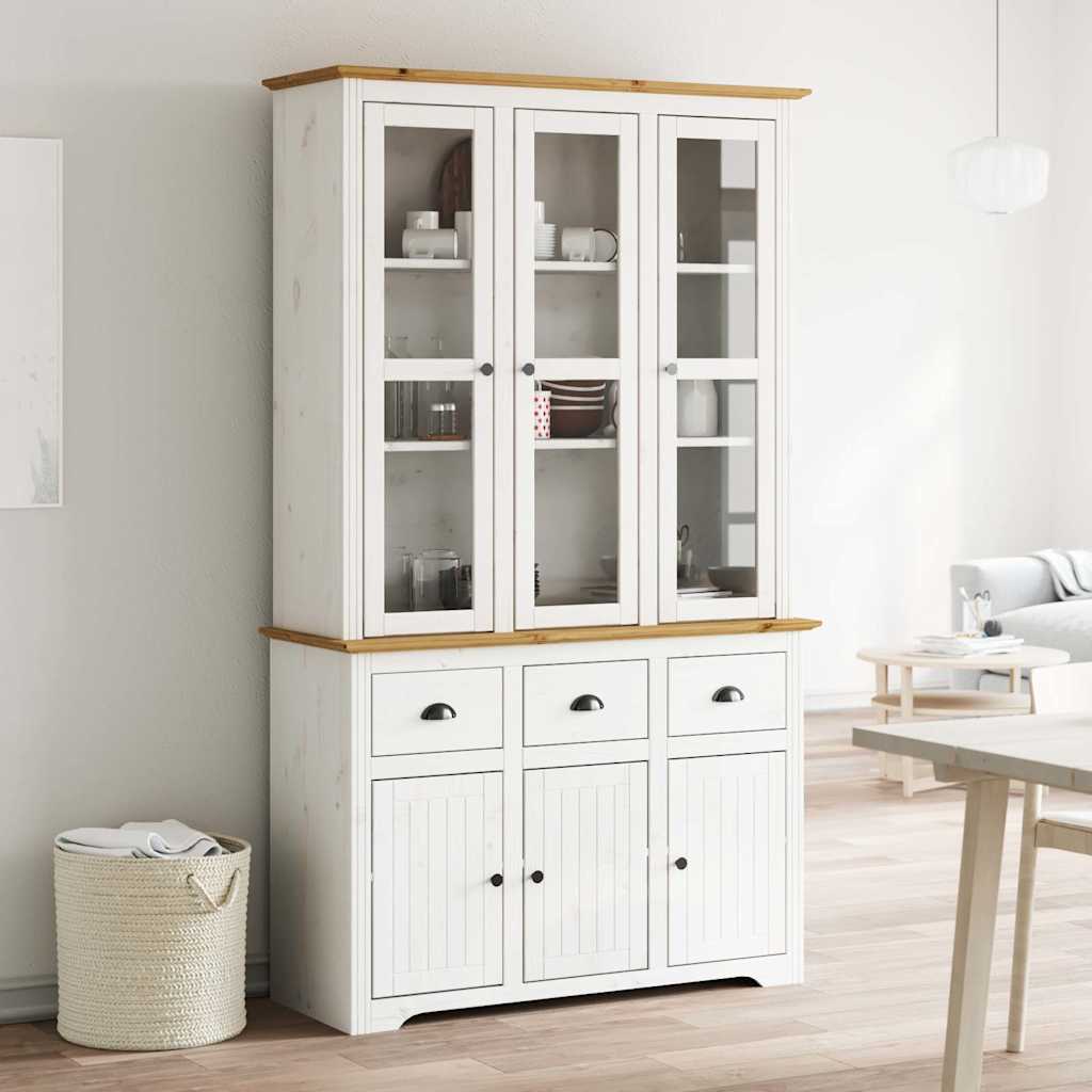 Highboard BODO hvit og brun 115,5x43x200,5 cm cm heltre furu vidaXL