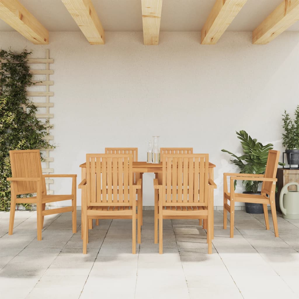 Utendørs spisestue 7 deler heltre teak vidaXL