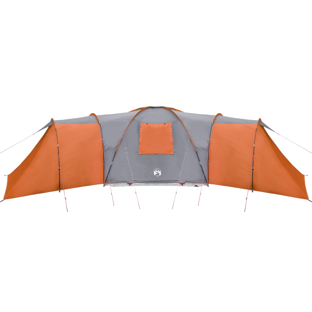 Kuppeltelt for camping 12 personer grå og oransje vanntett
