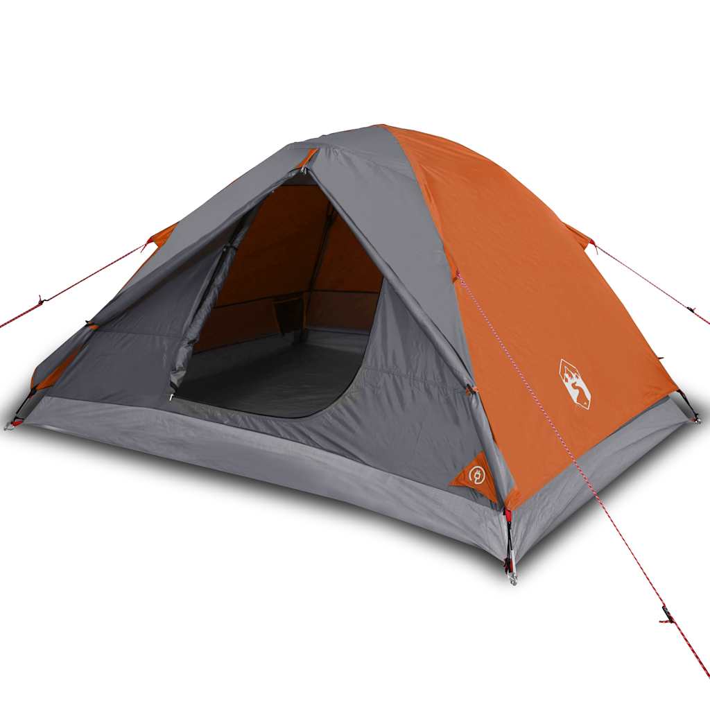 Kuppeltelt for camping 3 personer oransje vanntett