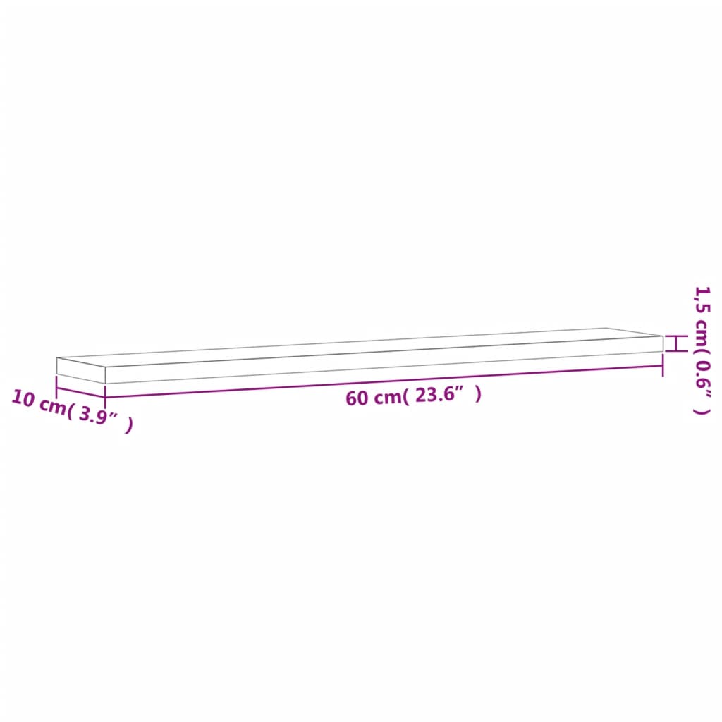 Vegghyller 4 stk grå sonoma 60x10x1,5 cm konstruert tre