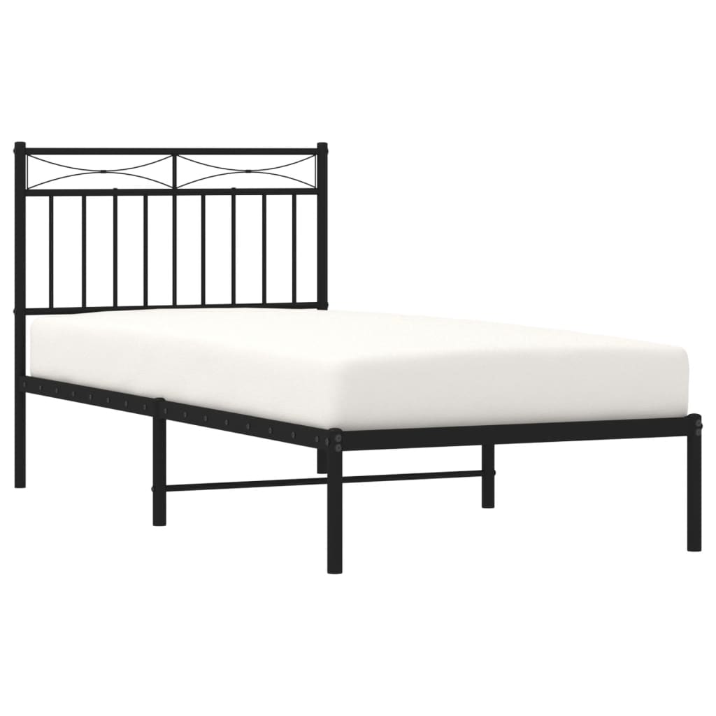 Sengeramme i metall med hodegavl svart 90x190 cm