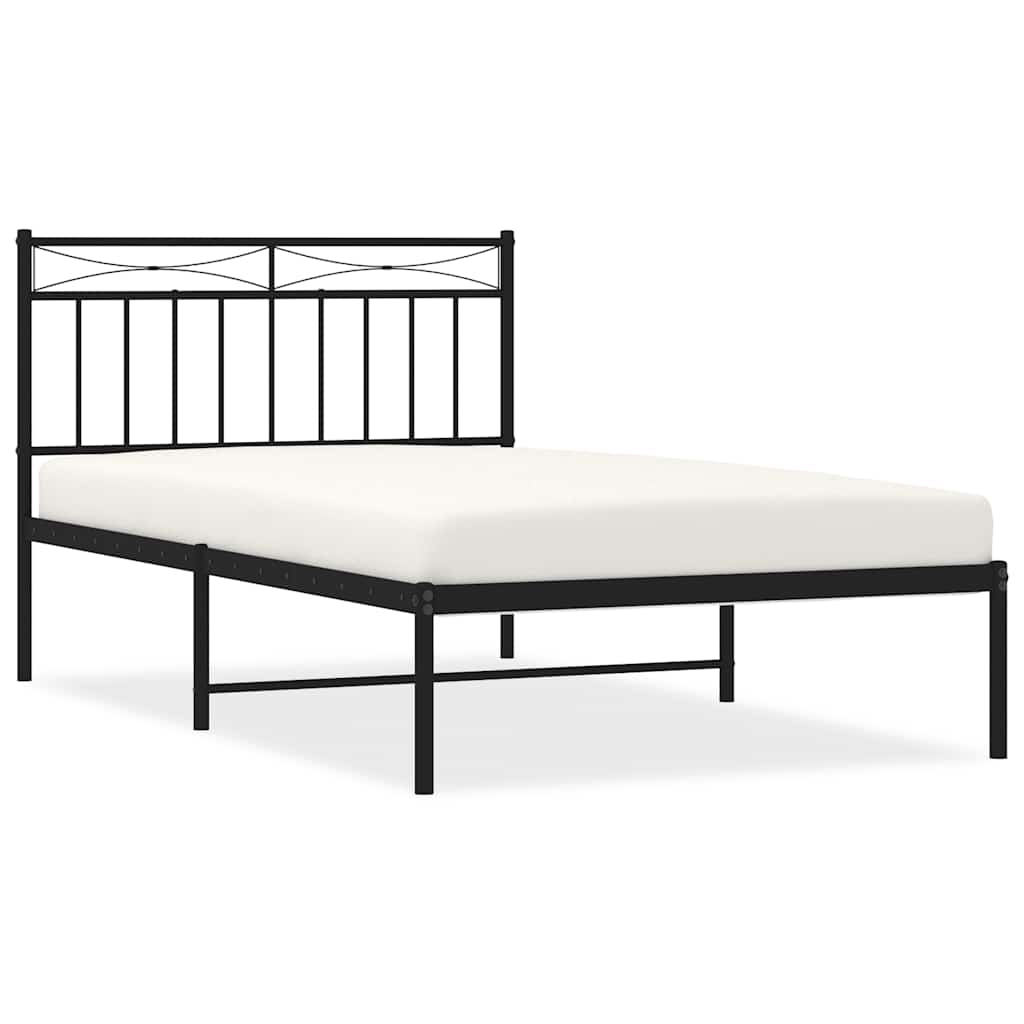 Sengeramme i metall med hodegavl svart 100x200 cm vidaXL