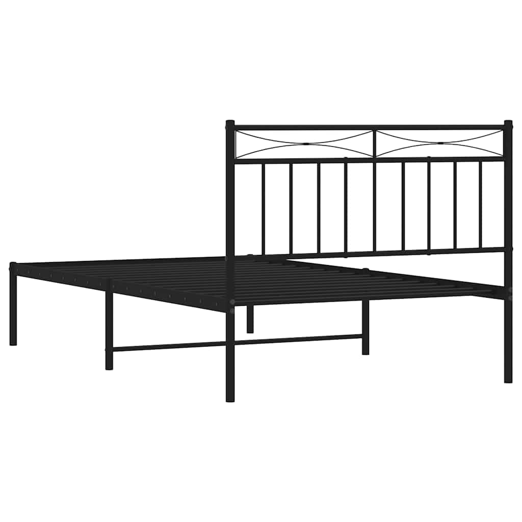 Sengeramme i metall med hodegavl svart 100x200 cm vidaXL