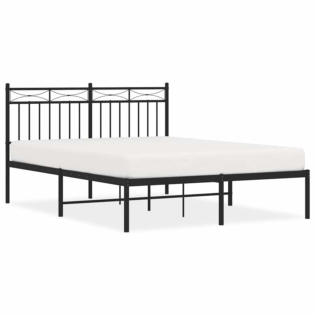 Sengeramme i metall med hodegavl svart 135x190 cm
