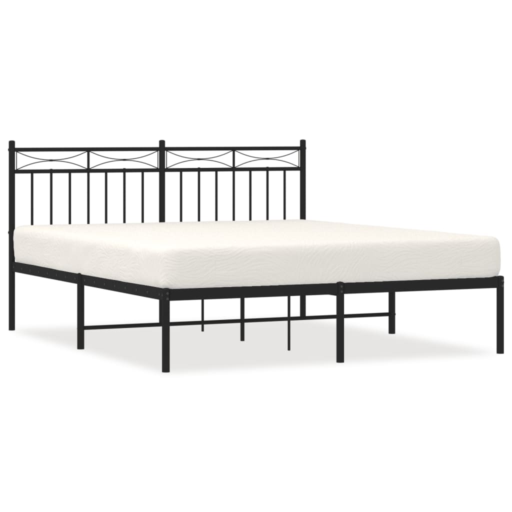 Sengeramme i metall med hodegavl svart 160x200 cm