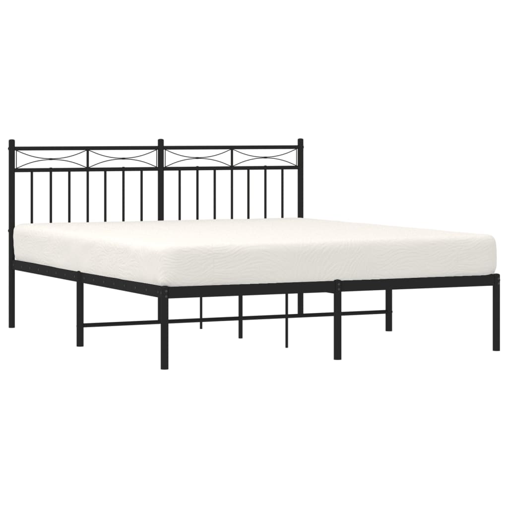 Sengeramme i metall med hodegavl svart 160x200 cm