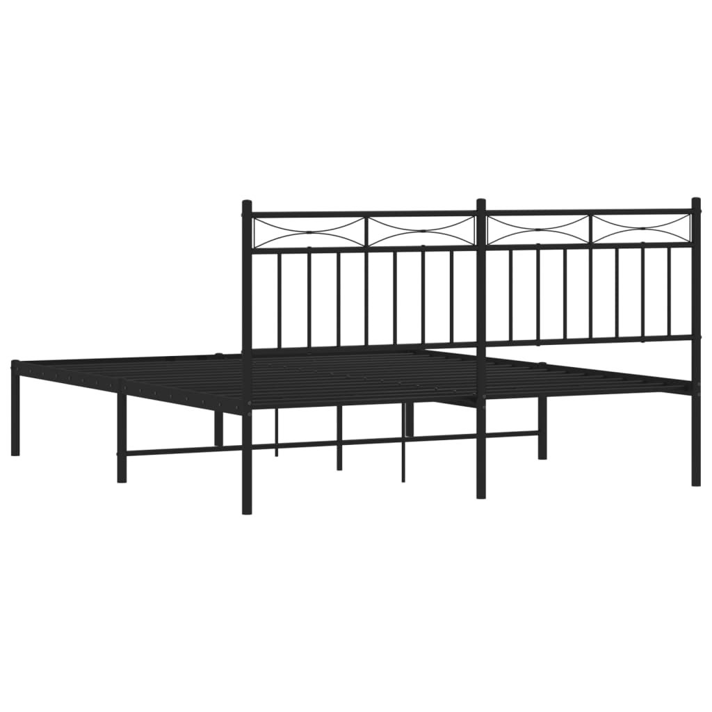 Sengeramme i metall med hodegavl svart 160x200 cm