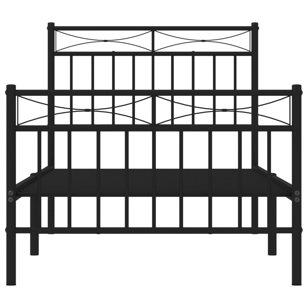 Sengeramme i metall med hode- og fotgavl svart 90x200 cm