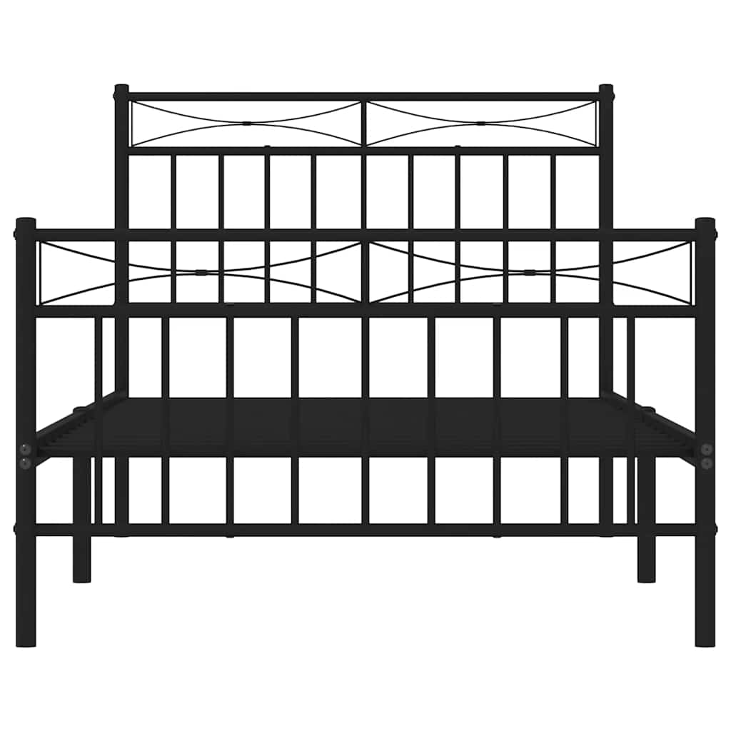 Sengeramme i metall med hode- og fotgavl svart 100x190 cm