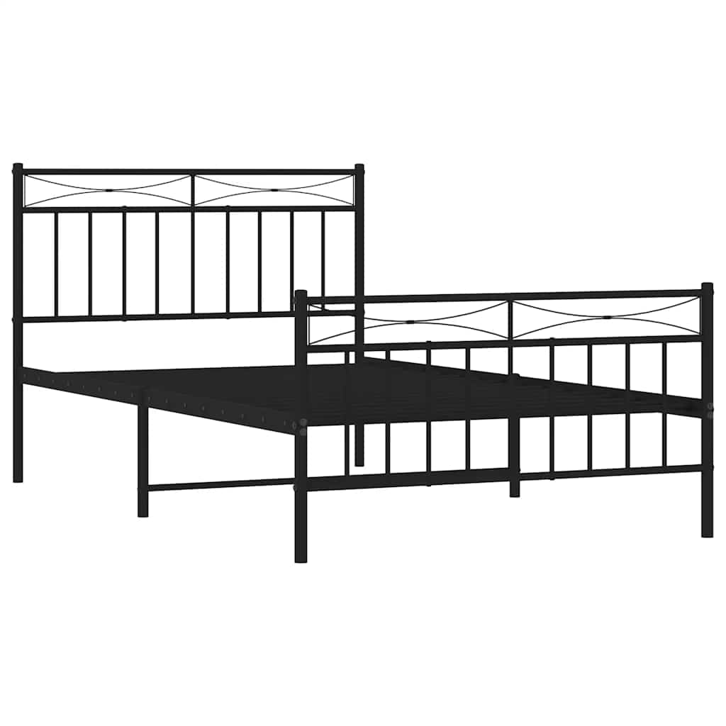 Sengeramme i metall med hode- og fotgavl svart 100x200 cm