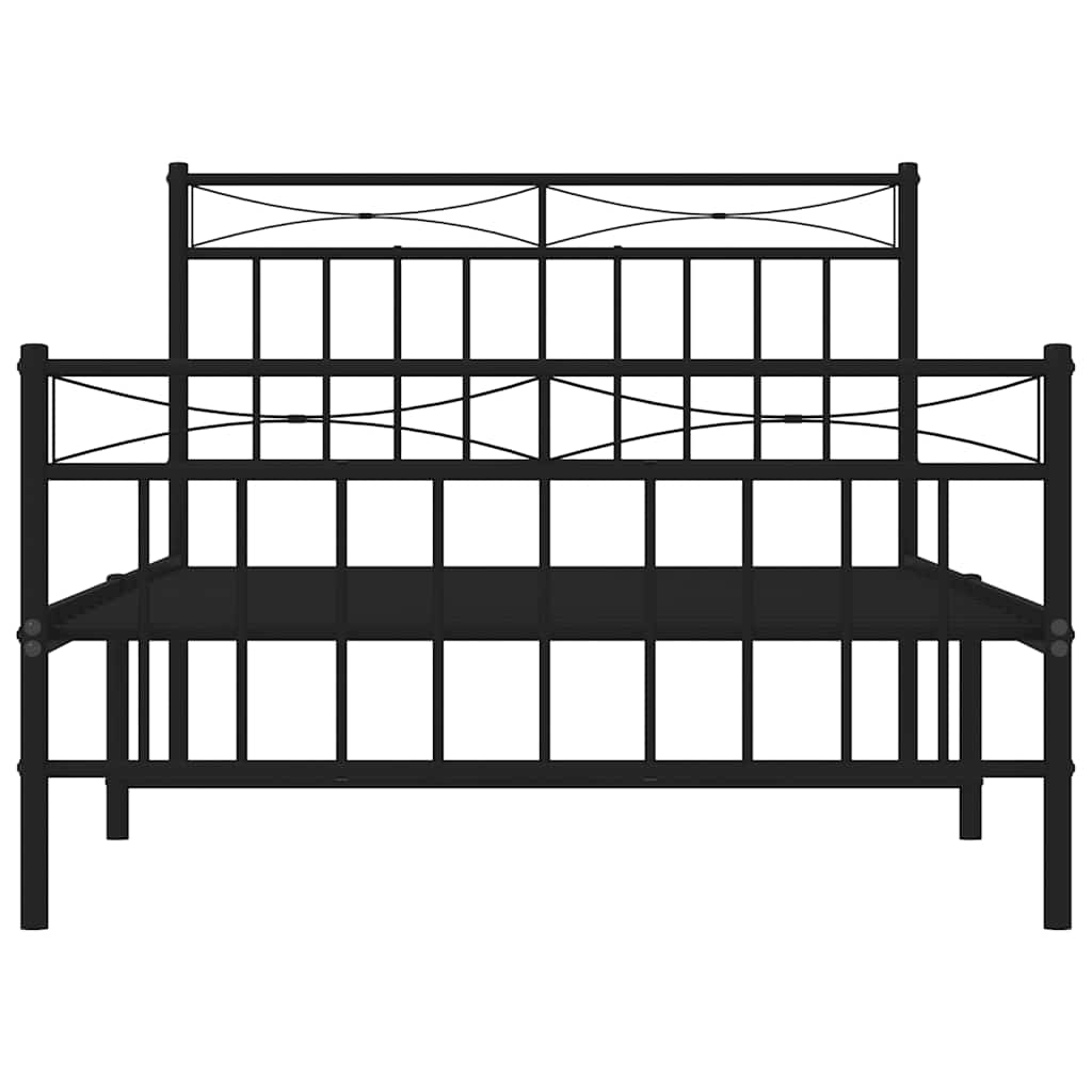 Sengeramme i metall med hode- og fotgavl svart 100x200 cm
