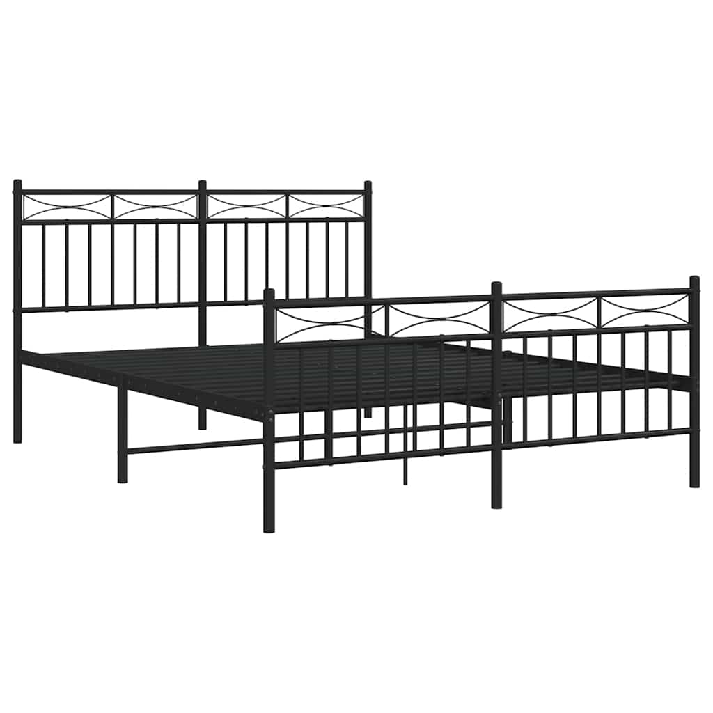 Sengeramme i metall med hode- og fotgavl svart 135x190 cm