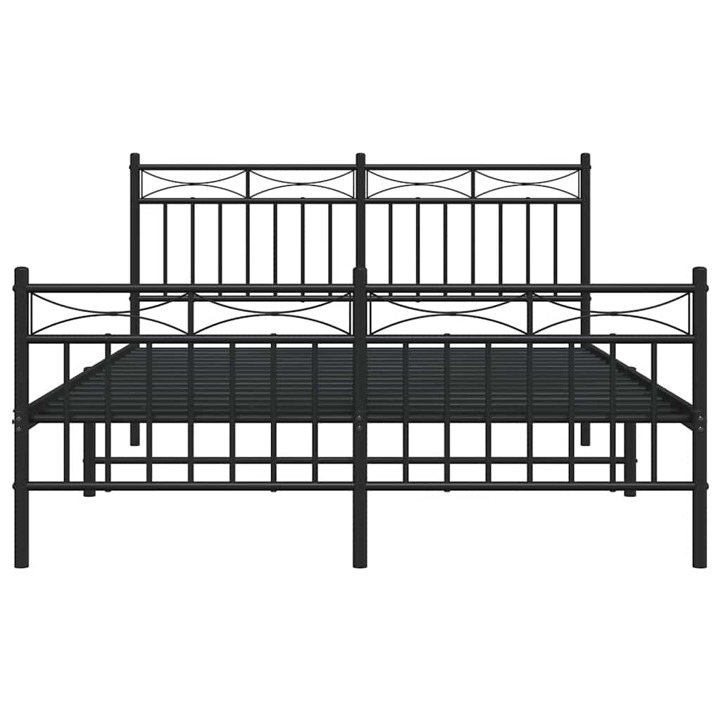 Sengeramme i metall med hode- og fotgavl svart 135x190 cm