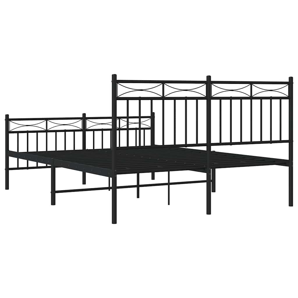 Sengeramme i metall med hode- og fotgavl svart 135x190 cm