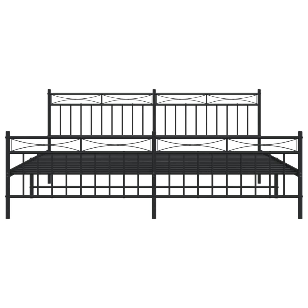 Sengeramme i metall med hode- og fotgavl svart 200x200 cm