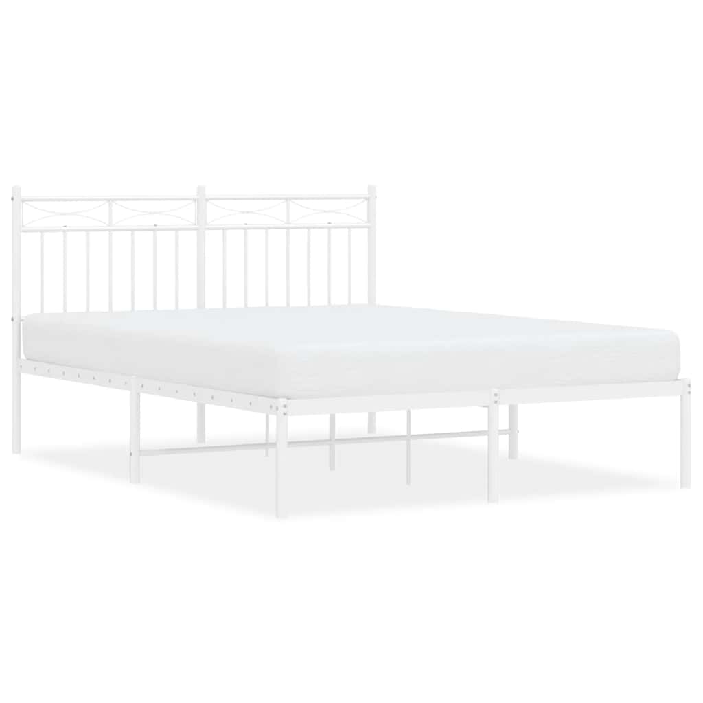 Sengeramme i metall med hodegavl hvit 135x190 cm