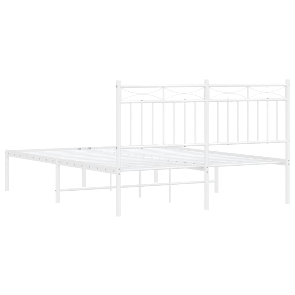 Sengeramme i metall med hodegavl hvit 135x190 cm