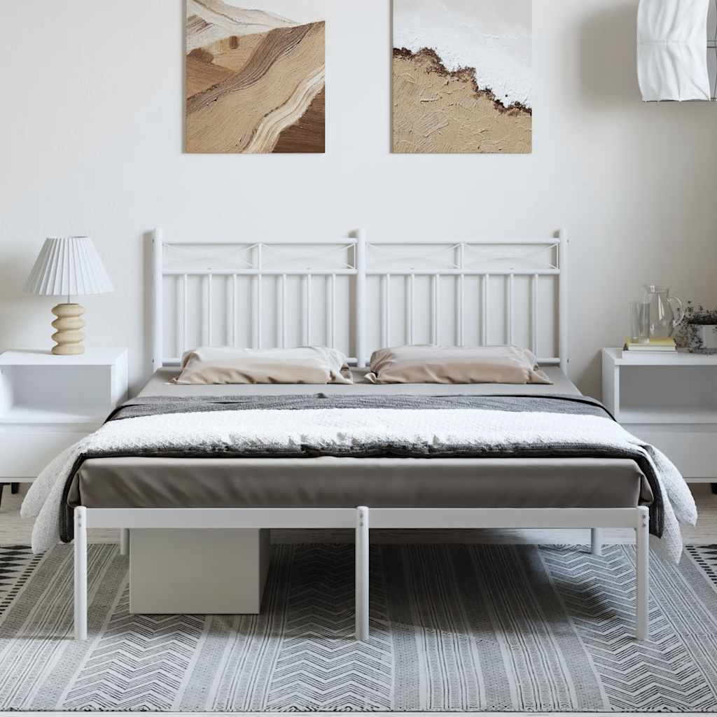 Sengeramme i metall med sengegavl hvit 150x200 cm