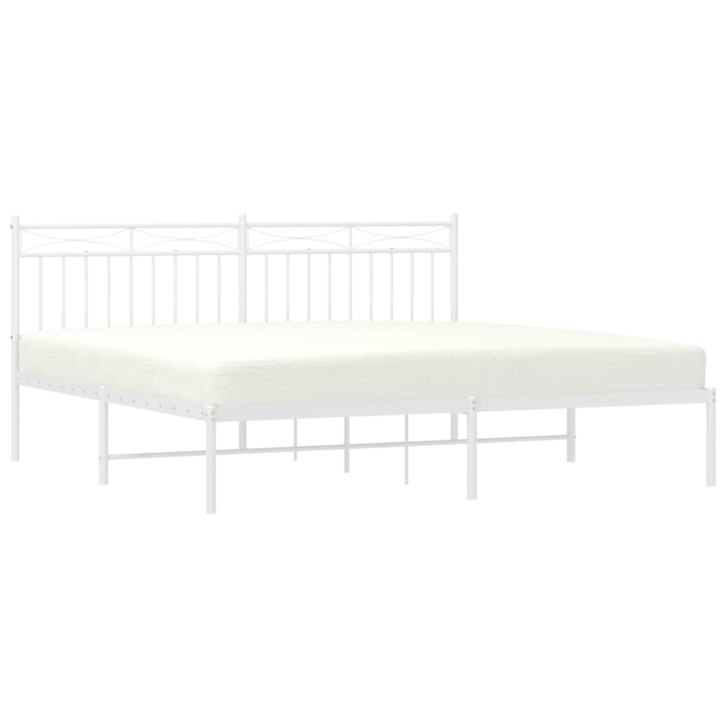Sengeramme i metall med hodegavl hvit 183x213 cm