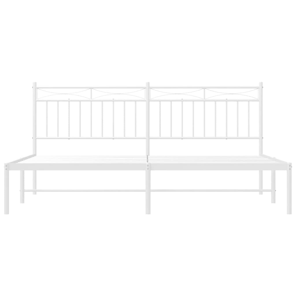 Sengeramme i metall med hodegavl hvit 183x213 cm