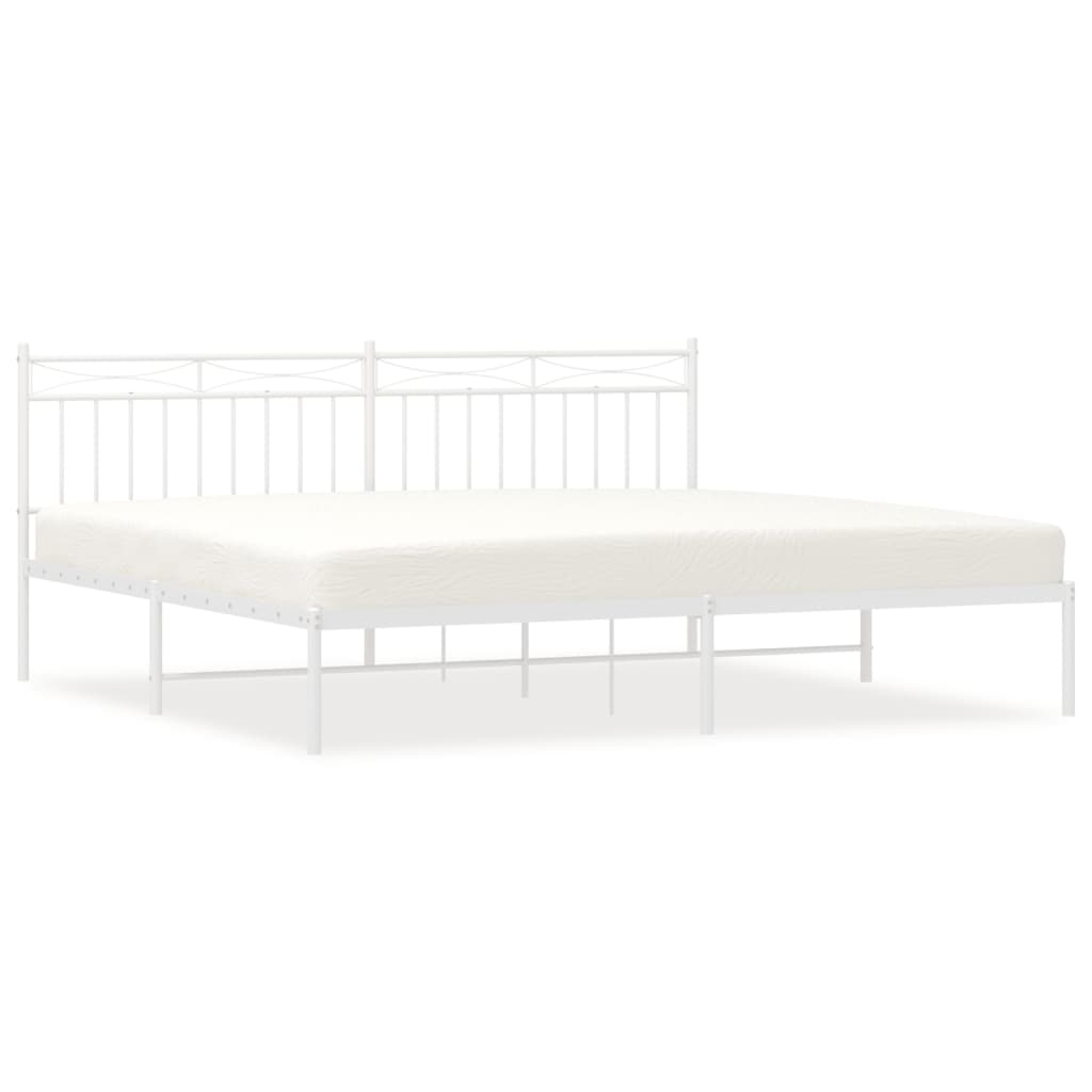Sengeramme i metall med sengegavl hvit 200x200 cm vidaXL